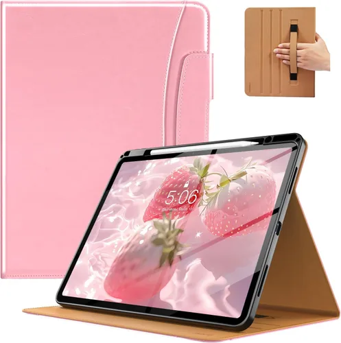 Miniatura 13 de MoKo Funda para iPad Air de 13 pulgadas (M4) 2026 / (M3) 2025 / (M2) 2024 con soporte para lápices, correa de mano y bolsillo, funda de cuero