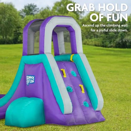 Miniatura 3 de Sunny & Fun Parque acuático inflable de un solo anillo – Resistente para la diversión al aire libre – Pared de escalada, tobogán y piscina profunda
