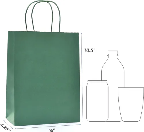 Miniatura 2 de Nexmint Bolsas de papel kraft de 8 x 10.5 pulgadas, bolsas de regalo con asa para cumpleaños, vacaciones, regalos, recuerdos de fiesta, venta al por