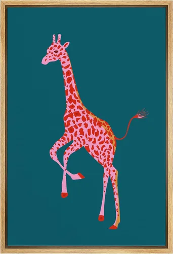 Miniatura 54 de SIGNWIN Lienzo Enmarcado Impresión Arte de Pared Decoración de Habitación Preppy Guepardo Africano Gato Fondo Verde Naturaleza Silvestre Dibujos