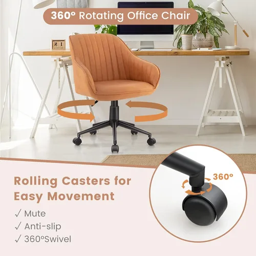 Miniatura 5 de POWERSTONE Silla moderna de escritorio para oficina en casa, silla de computadora de mediados de siglo, silla giratoria ajustable para dormitorio