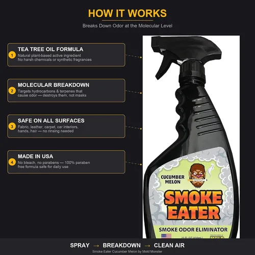 Miniatura 2 de Smoke Eater – Elimina el olor a humo en el nivel molecular – Elimina cigarrillos, cigarrillos o ollas de humo en la ropa, en coches, barcos, casas