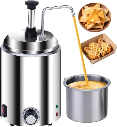 SNICE Dispensador eléctrico de queso nacho calentador de chocolate 304 bomba de acero inoxidable 3.0 cuartos de galón UL/ETL, dispensador de dulce