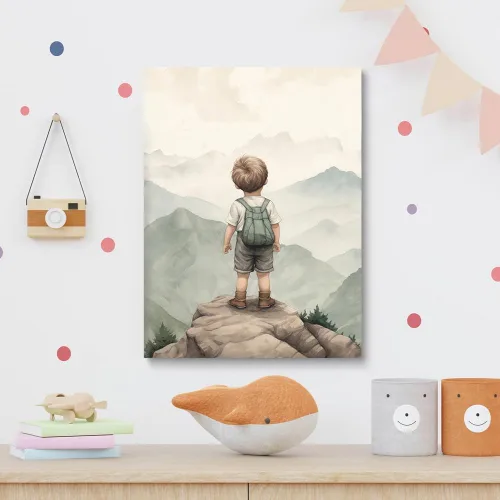 Miniatura 2 de Decoración de pared para cuarto de bebé, decoración de habitación de niño y aventura, arte de pared de montaña en acuarela para niños, decoración