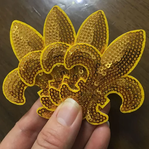 Miniatura 5 de 10 parches de lentejuelas doradas de flor de lis, parches termoadhesivos para ropa de manualidades, sombreros de vestir Modelo 5