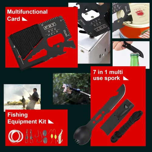 Miniatura 6 de Regalos para hombres, mujeres, papás, kits de supervivencia navideños PIXATO, equipo de supervivencia y equipamiento 116 en 1, kit de emergencia