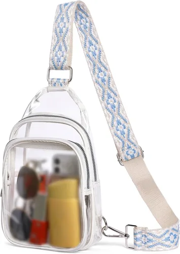 Miniatura 13 de CLUCI Bolsa transparente para eventos en estadios, bolsa cruzada transparente, monederos pequeños transparentes