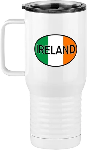 Miniatura 7 de Just So Posh Vaso de bandera de país, diferentes banderas ovaladas europeas en cada lado, taza de café de viaje con asa y tapa deslizante