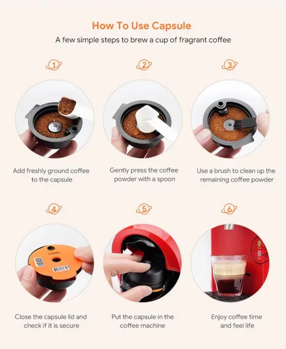 Miniatura 4 de Cápsulas de café recargables, cápsulas de café reutilizables de 7.4 fl oz para máquina de café Bosch Tas, cápsulas de café recargables con tapa