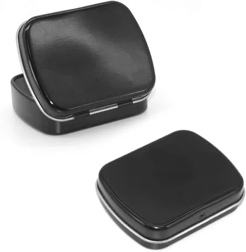 Miniatura 9 de Gere Paquete de 9 cajas de lata rectangulares de metal con bisagras con tapa, 2.4 x 1.8 x 0.6 pulgadas, contenedores portátiles para kit