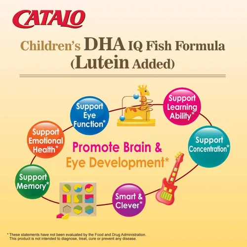 Miniatura 6 de CATALO Fórmula DHA IQ para niños con luteína de extracto de caléndula - Omega 3 para niños, deliciosas cápsulas blandas masticables con sabor a