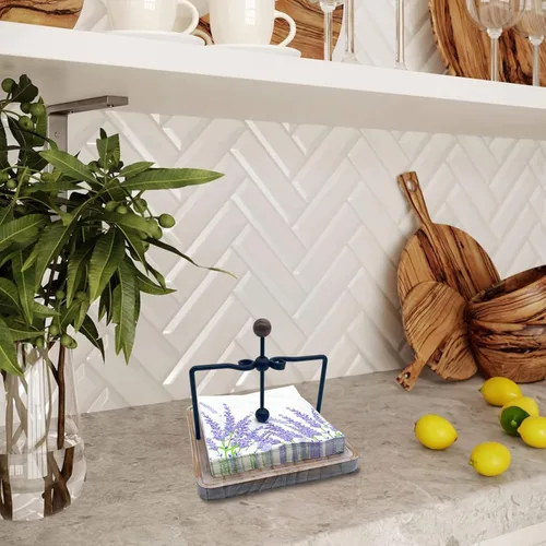 Miniatura 6 de Servilletero de madera rústica para mesa, decoración de mesa de cocina de granja, servilletero plano con brazo y asa con peso para el hogar, cocina