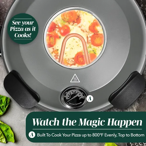 Miniatura 5 de Horno de Pizza Eléctrico de Encimera Cook With Color – Fabrica Pizzas con Costra Crujiente, Calienta hasta 800˚F, Piedra Cerámica de 12 Pulgadas