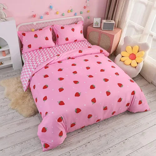 Miniatura 23 de Feelyou juego de funda de edredón y fundas de almohada de microfibra de poliéster suave para niños y niñas, diseño de mariposas, piñas, ciervos