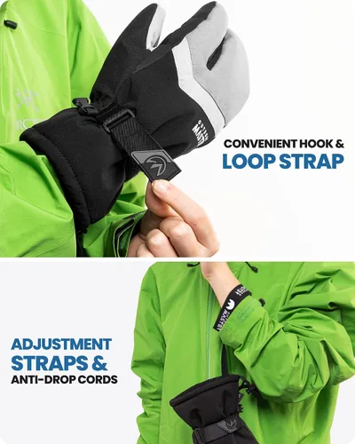 Miniatura 6 de OutdoorMaster Guantes de esquí para hombres y mujeres, guantes de nieve de 3 dedos, guantes de snowboard con pantalla táctil completa, guantes
