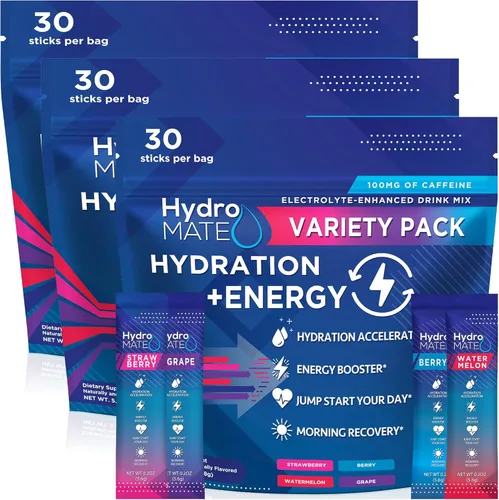 Miniatura 12 de HydroMATE - Paquetes de electrolitos en polvo para mezclar bebidas, acelerador de hidratación, bajo en azúcar, alivio rápido para fiestas