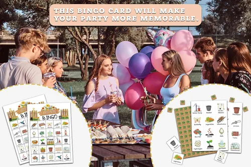 Miniatura 4 de Ycyfckdr Tarjetas de bingo de jardinería, juegos de fiesta de té de jardín para 24 jugadores, diseños novedosos, adultos mayores de 18 años