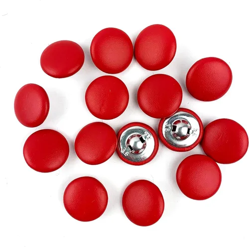 Miniatura 41 de Heyiwell 30 botones redondos cubiertos de cuero con vástago de metal, para vestidos de novia, camisas, vestidos, manualidades de costura (beige, mm)