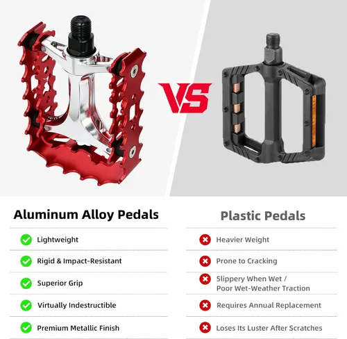 Miniatura 5 de Pedales MTB, pedales de bicicleta de montaña, rodamiento sellado 9/16, bicicleta duradera antideslizante de aluminio, pedales de plataforma