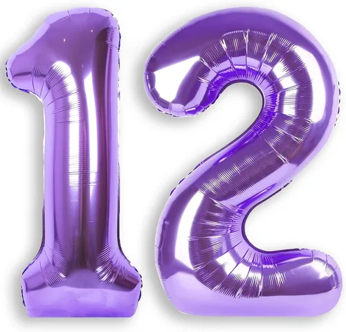 Miniatura 24 de Globo de número 0 de 40 pulgadas de RainbowQ Party, grande, color púrpura, para niños o niñas, números del 0 al 9, de papel de aluminio y Mylar