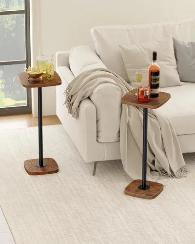 Miniatura 4 de CHOEZON Mesa pequeña para bebidas, mesa auxiliar cuadrada para espacios pequeños, mesa de Martini con pedestal, para sala de estar, dormitorio