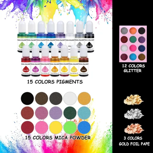 Miniatura 5 de KISREL Resina Epoxi 82oz - Kit de Resina Epoxi Transparente con 15 Pigmentos y 15 Colores de Polvos de Mica - Sin Amarillamiento Sin Burbujas Resina