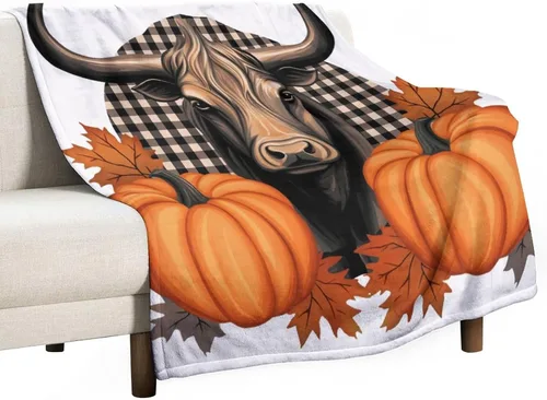 Miniatura 46 de Manta de lana cuadriculada con diseño de calabaza, hojas de arce, Acción de Gracias, manta de cama para otoño, Acción de Gracias, ligera, súper