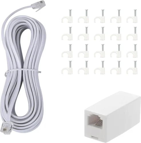 Miniatura 11 de Paquete de 3 cables RJ11 para teléfono fijo - Cable de teléfono de 6 pies - Macho a Macho para teléfono fijo y fax - Negro