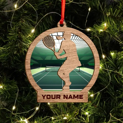 Miniatura 4 de Adorno plano acrílico personalizado para niña, jugador de tenis, regalo para amantes del tenis, jugador de tenis, adorno de Navidad para árbol