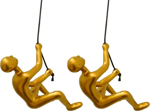 Miniatura 11 de Climbing Man Wall Art Para decoración del hogar con cuerda de cuero de 30 pulgadas Estatuas y esculturas de poliresina con accesorios para colgar