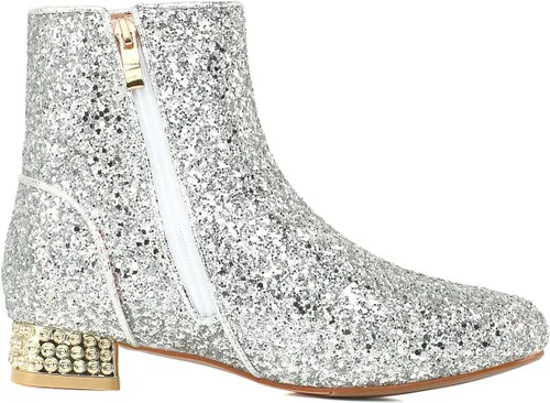 Miniatura 2 de Botines de lentejuelas para mujer, botines de tacón bajo con purpurina brillante
