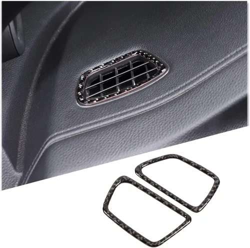 Miniatura 14 de Kit de calcomanías de fibra de carbono real 3D suave para consola de automóvil, salida de aire, marco de ventilación, decoración compatible con Negro
