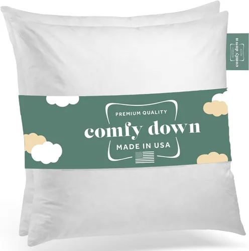 Miniatura 24 de ComfyDown Cojín de 12 x 12 pulgadas, relleno de plumas y plumas, funda 100% algodón, fabricada en Estados Unidos, funda de almohada decorativa suave