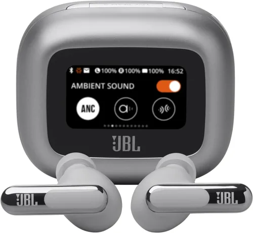 JBL Live Beam 3 - Auriculares inalámbricos con cancelación activa de ruido tipo stick cerrados, 48 horas total de reproducción, Carga inalámbrica, 6