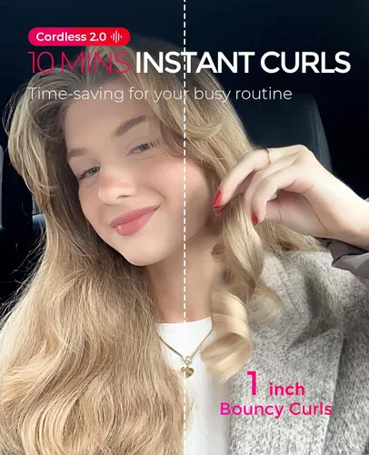 Miniatura 11 de Rizador Inalámbrico Automático TYMO - TYMO CurlGo de 1 Pulgada, Rizador Giratorio de Varilla para Ondas de Playa, Rizadores de Pelo Portátiles