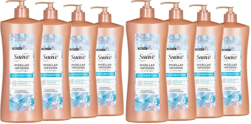 Miniatura 9 de Suave Champú y acondicionador 2 en 1 con infusión micelar, limpieza y acondicionador para todo tipo de cabello, 28 onzas, paquete de 4