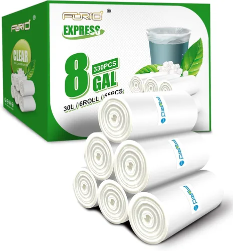 Miniatura 15 de FORID Bolsas de basura transparentes, bolsas de basura de 8 galones, bolsas de basura de plástico para basura, 110 unidades, para baño, dormitorio