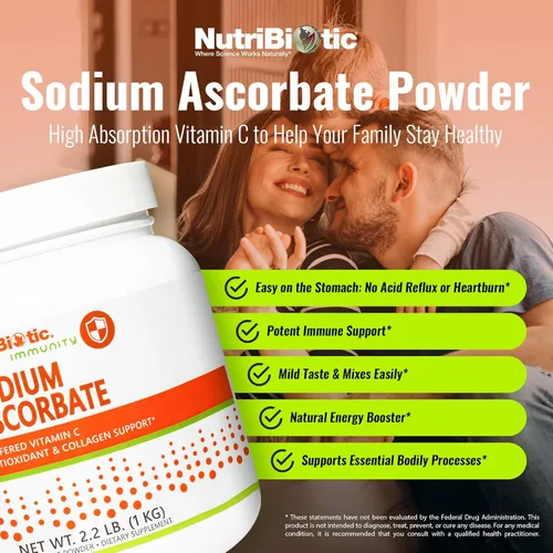 Miniatura 2 de NutriBiotic - Polvo de vitamina C tamponada con ascorbato de sodio, 2.2 libras Vegano, no ácido y más fácil de digerir que el ácido ascórbico
