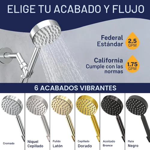 Miniatura 7 de HammerHead Showers® Cabezal de ducha de mano de metal sólido con manguera y soporte de latón, cromado, cabezales de ducha de alta presión de 2.5 GPM