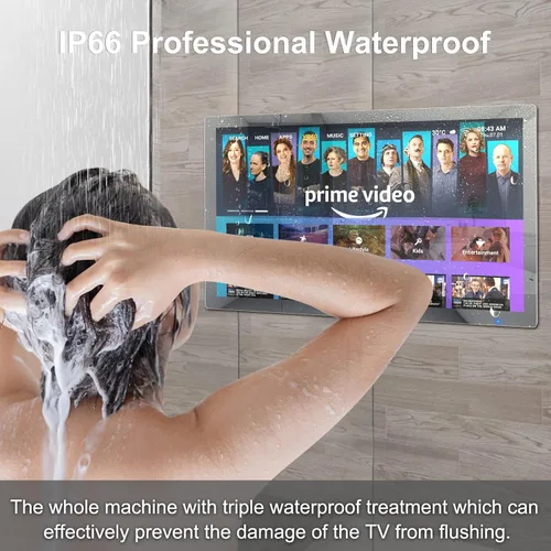 Miniatura 2 de Haocrown Espejo de baño inteligente 4K Ultra HD de 32 pulgadas, resistente al agua IP66, asistente de voz integrado con sistema operativo Android 13