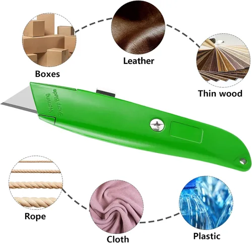 Miniatura 3 de DIYSELF Paquete de 2 cortadores retráctiles con 10 hojas de cuchillo utilitario, cuchillas afiladas de acero SK5, cortadores de caja para cartón