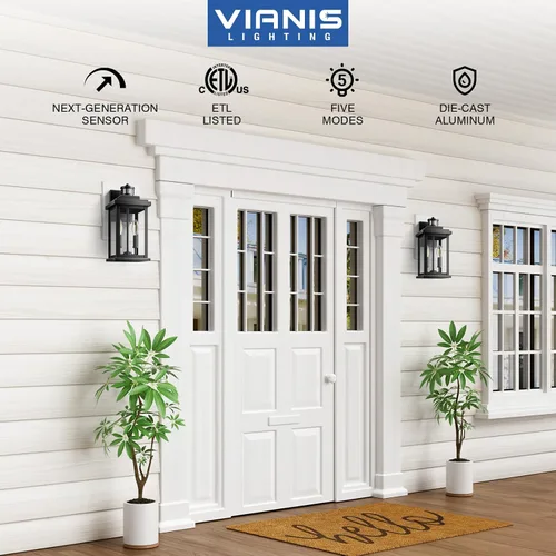 Miniatura 8 de VIANIS Luz negra grande con sensor de movimiento para exteriores de 15 pulgadas, aplique de iluminación exterior, iluminación exterior del atardecer