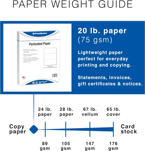 Miniatura 4 de PrintWorks Papel perforado profesional de 3 partes de 8.5 x 11 pulgadas, perfecto para W-2, 1099 y uso llamativo, fabricado en los Estados Unidos