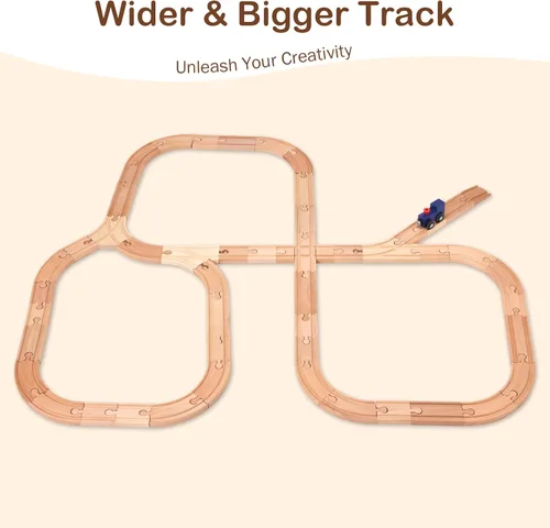 Miniatura 4 de Set de pistas de tren de madera 53 piezas, paquete de expansión de accesorios para pistas de tren de madera compatible con Melissa and Doug