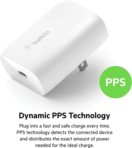 Miniatura 3 de Belkin Bloque de cargador USB C de 30 W, entrega de energía USB-C, carga súper rápida PPS - Samsung Galaxy S25, Apple iPhone 17, Air, Pro Max, iPad