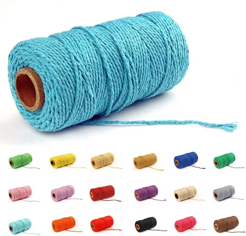Miniatura 18 de Cordón de macramé de algodón 2 mm x 109 yardas, cuerda de algodón colorida para manualidades DIY, ganchos de plantas (Beige)