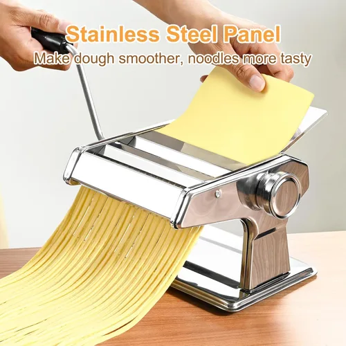 Miniatura 6 de FrutPunch Máquina manual para hacer pasta, 9 ajustes de grosor ajustables, rodillo y cortador para espaguetis, fettuccine, lasaña