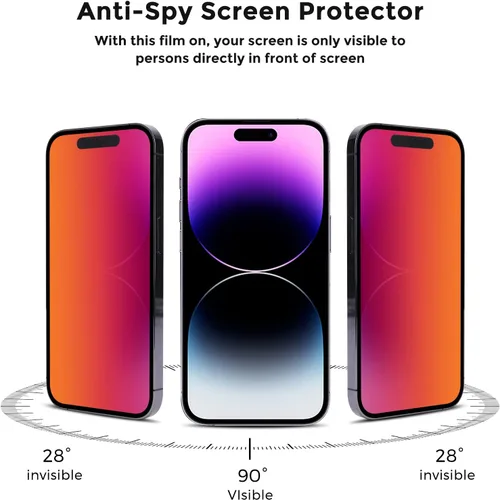 Miniatura 2 de Protector de pantalla de privacidad para iPhone 15 / iPhone 14 Pro - Protector de privacidad para la pantalla del teléfono celular con luz anti-azul