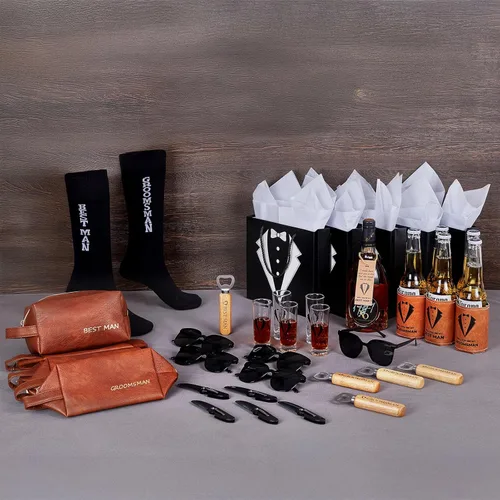 Miniatura 4 de 60 piezas de regalos para padrinos de boda, caja de propuesta para padrinos de boda con vasos de chupito, calcetines, gafas de sol, bolsa de aseo