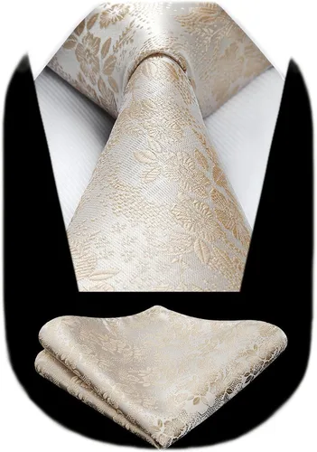 Miniatura 118 de Corbatas florales tejidas clásicas para hombre, corbata cuadrada de bolsillo, corbatas formales para hombres, boda con pañuelo